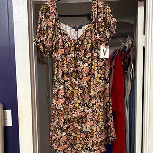 Vibe Floral Mini Dress with Puff Sleeves